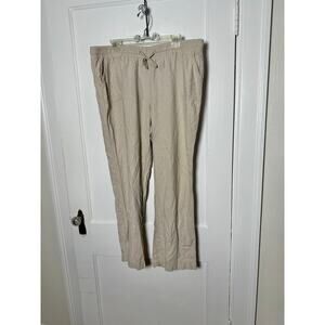 Cato Khaki Drawstring Pull On Tan Relaxed Cotton Linen Pants Women's Size XL